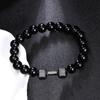 Браслет Черный вулканический камень Черный матовый гантели бусины браслеты для женщин мужчин фитнес штанга ювелирные изделия мужские браслеты ARI
