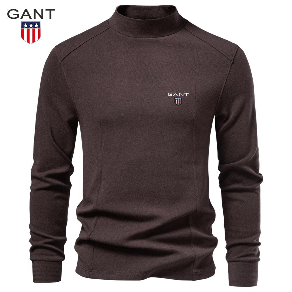 Gant 2026 Autumn and Winter Mid Neck Cashmere Warm and Warm Base T-shirt for Men Wearing Long Sleeved for Men