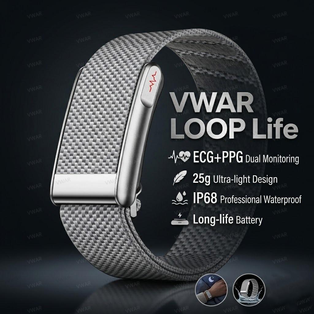 VWAR Loop Life Фитнес-трекер ЭКГ+ППГ SpO2 Спортивный умный браслет Монитор сердечного ритма и артериального давления Шагомер Smartwatch Ремешок