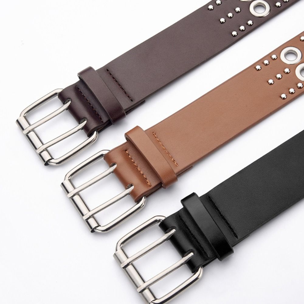 Retro Rivet Belt Luxury Design Punk Waistband Trendy Business Waist Belt Paired with Skirts Jeans