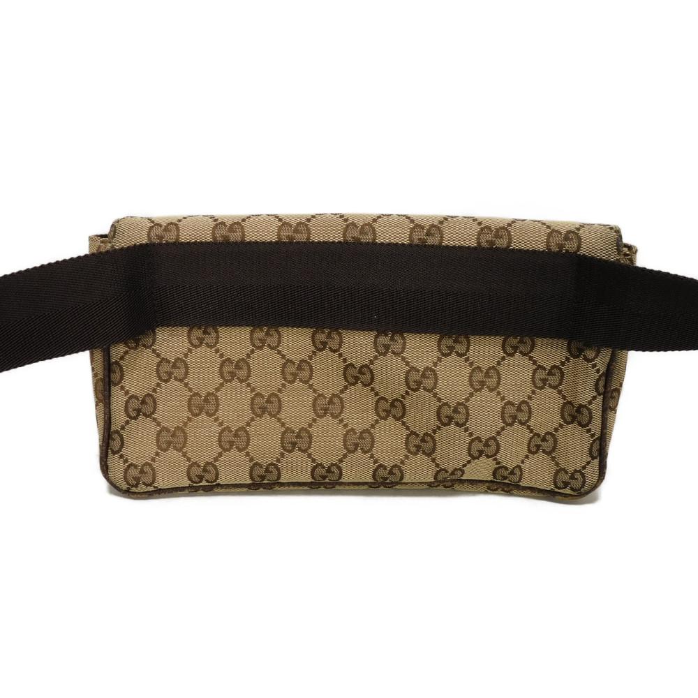 Б/у 9539 GG Canvas Сумка на пояс 146304 7929 Коровья кожа Коричневая Сумка-пояс Сумка через плечо с тисненым логотипом Бежевая Мужская от