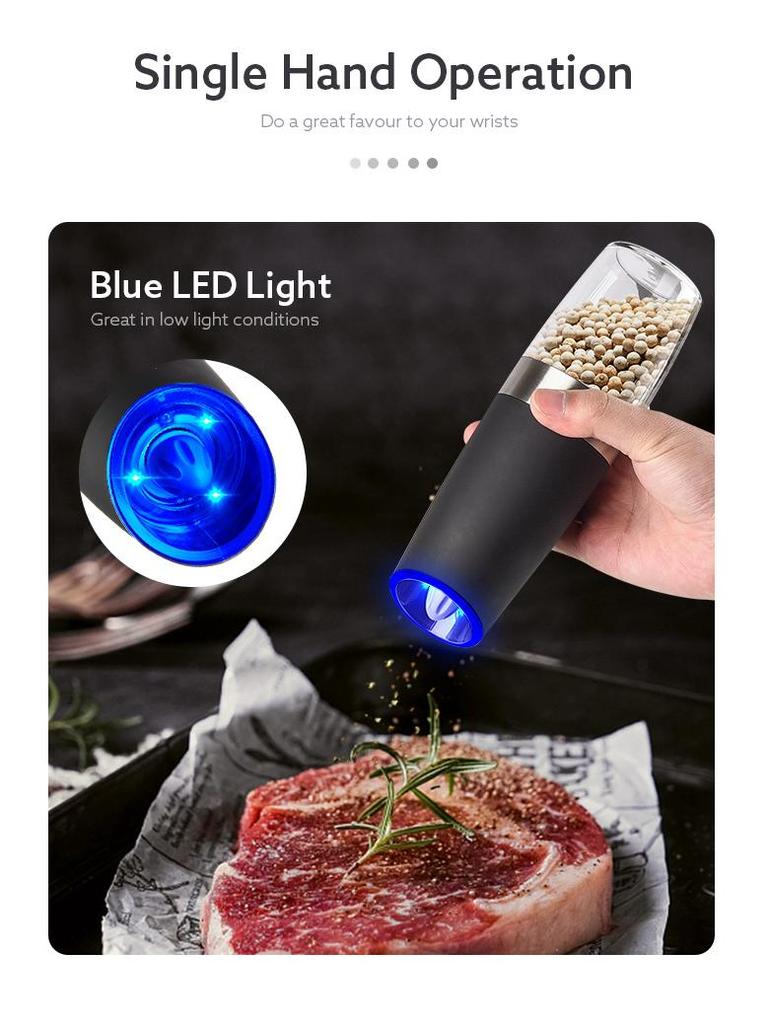 Gravity-Sensing Mini Smart Electric Salt & Pepper Grinder