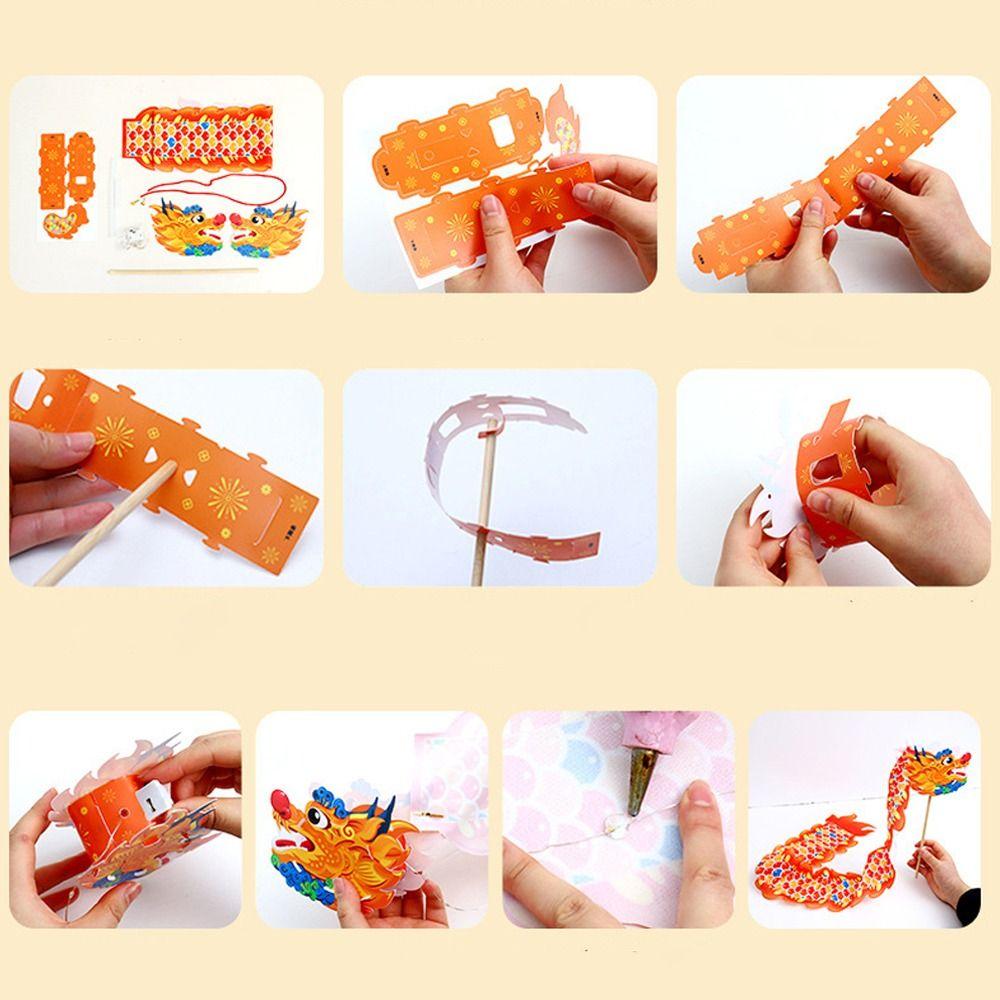 Handmade Handheld Dragon Lantern Traditional LED Lantern Toys Festival Party Supplies