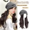 Synthetic Hat Wig For Women Long Wavy Hair Warm Soft Ski Knitted Autumn Winter Cap Heat Resistant