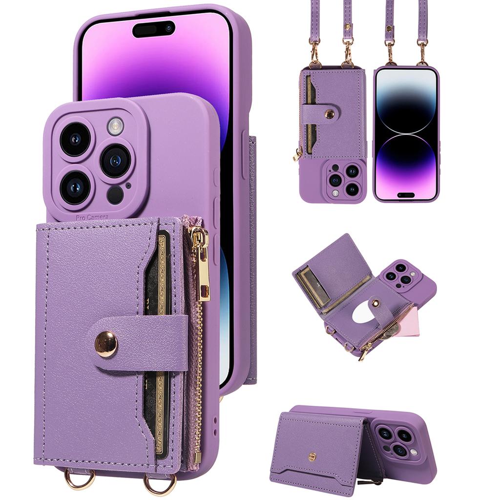 Для iPhone16 15 14 13 12 11 Pro Pro Max Plus Mini 7 8 X XS XR чехол для телефона из искусственной кожи, устойчивый к падениям, кошелек через плечо с зеркалом