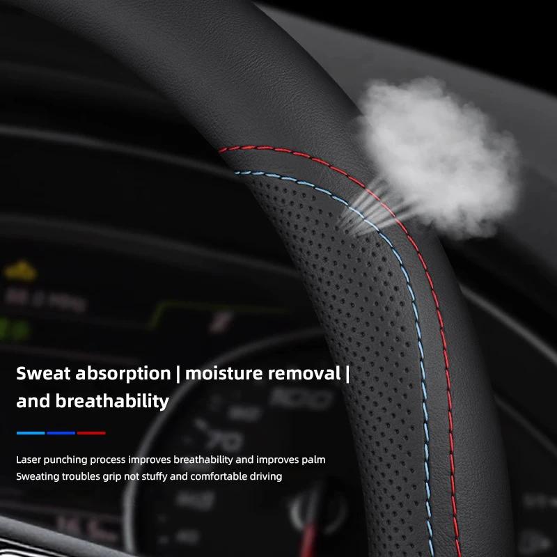 Carbon fiber breathable car steering wheel cover for Skoda Octavia Kodiaq KAROQ Superb Kamiq VIRS car interior accessories kybf34