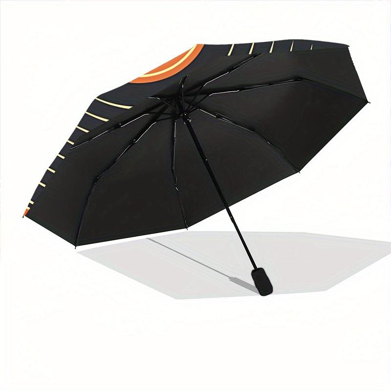1pc Vinyl Record Automatic Folding Umbrella, 8-Rib Sturdy Canopy, Portable Travel Umbrella for Outdoor Use,090