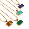 Youthway Нержавеющая сталь Квадратный Натуральный камень Амазонит Лазурит Нефрит Цепочка Ожерелье Модные Позолоченные Украшения