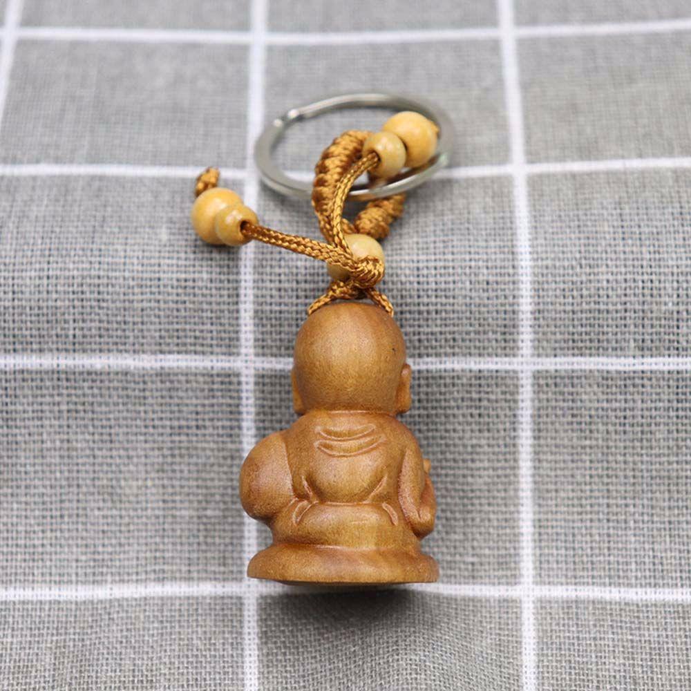 Bag Pendant Engraving Wood Carving Craft Buddha Guanyin Key Ring Keychain Keyfob Car Accessories