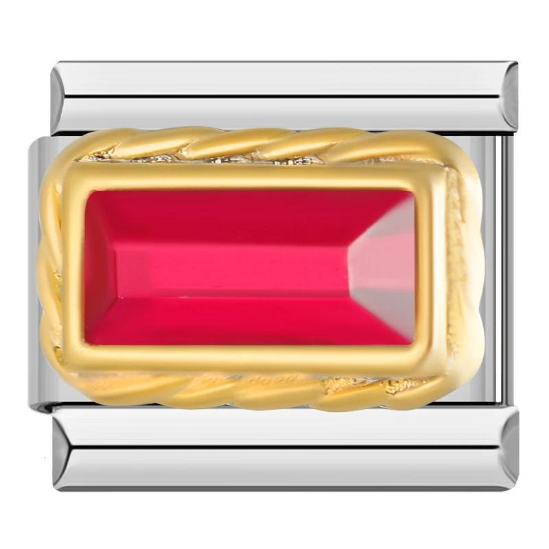 2023 Мода Сердце Эллиптический Прямоугольник CZ Шарм Итальянские Звенья Подходит Для Браслета 9 мм Из Нержавеющей Стали Изготовление Ювелирных Изделий DJ692