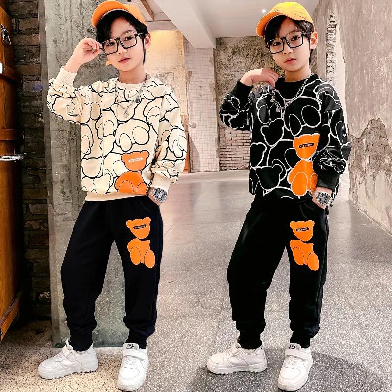 Autumn Boys' Long-Sleeve Sweatshirt & Pants Set – Trendy Children's Sportswear