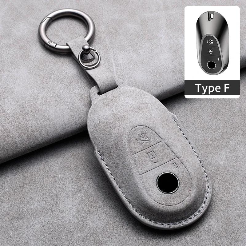 Car Key Cover for Mercedes Benz A C E S G Class GLC CLE CLA W177 W205 W213 W222 X167 AMG Leather Car Key Protective Cover