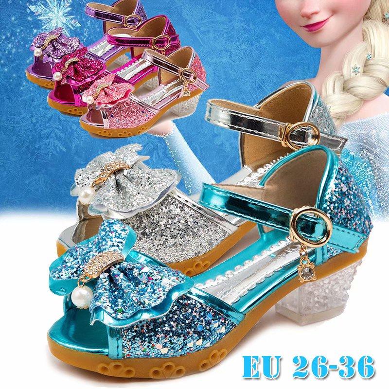 New Princess Shoes Kids Shoes Girls High Heels Dress Shoes Flower Butterfly Sandals Bowknot Crystal Princess Queen Cosplay Party Girl Dance Shoes