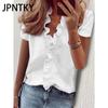 JPNTKY Women's Fashion Casual Summer Spring Solid Color Print Short Sleeve V-Neck Blouses & Shirts