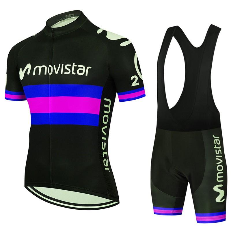 Mens Cycling Jersey Bib Shorts Set 2026 Movistar Team Breathable Riding Kit Road Bike