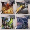 Наволочка с мультяшным животным принтом, чехол для подушки с рисунком дракона, декоративная наволочка для автомобиля, дивана, дома, гостиной