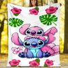 Stitch Love Flannel Fleece Blanket Cozy Warm Throw Blanket For Couch Bed Travel All Season Use