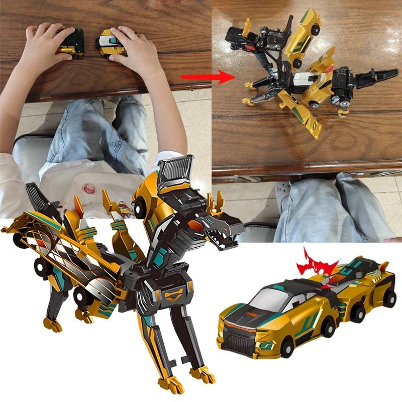 Non-Toxic Collision Transforming Dinosaur Car Toy Magnetic Dinosaur Transformer Car Transform Into Dinosaurs Fun Transforming Cars