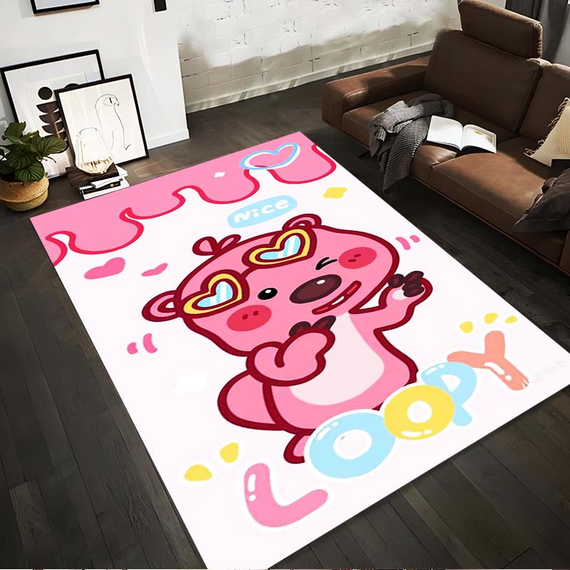 Pink Ruby printed rug, non-slip, suitable for living room and bedroom sofas
