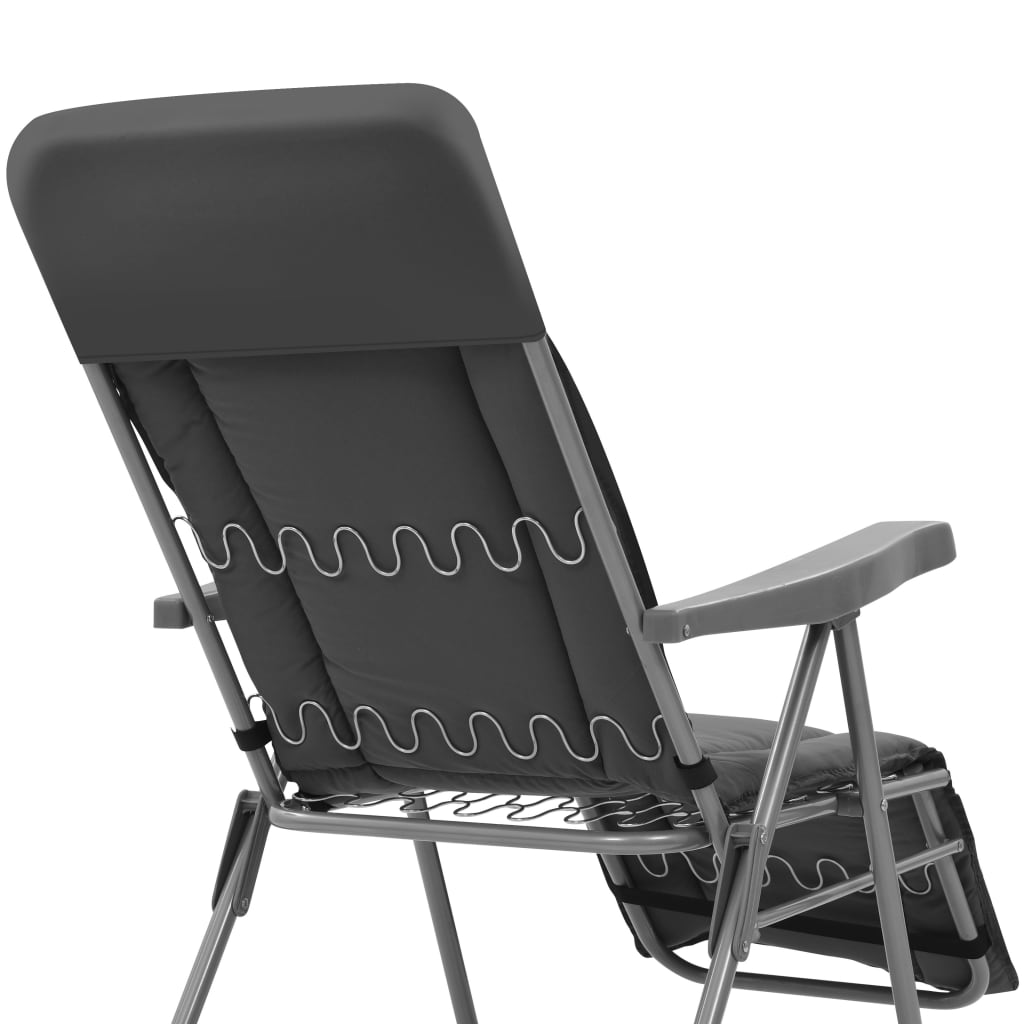vidaXL Klappstühle mit Kissen, 2 Stück, Grau