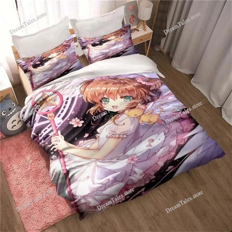 Набор постельного белья Cardcaptor Sakura Односпальный Полуторный Двуспальный Евро-размер Кинг-сайз Набор для спальни Взрослых Детей Пододеяльник Комплекты Простыня Комплект