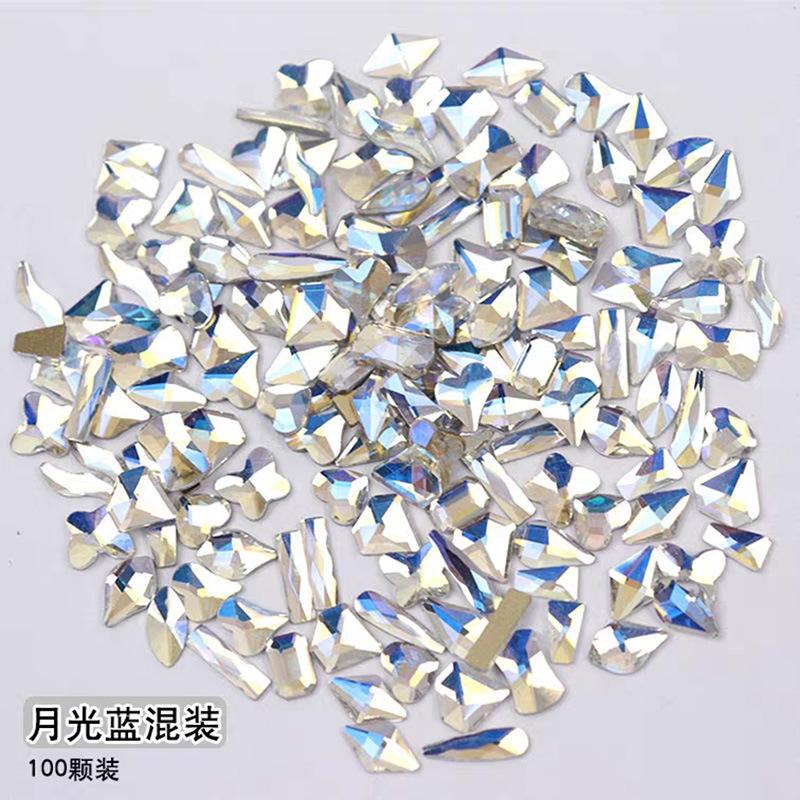 Yiwu Nail Art Diamond Mixed Mini Small Nail Art Flat Bottom Special-Shaped Diamond Mixed K9 Champagne Nail Art Jewelry