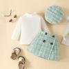 Toddler Infant Newborn Baby Girls Clothes Sets Knit Long Sleeve Plaid Skrits Hat Fall Spring Outfits