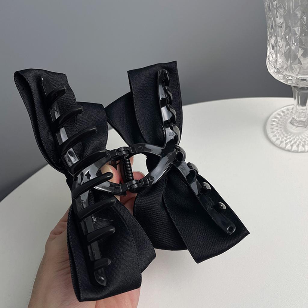 Seasonal Refreshing Edition Black Bow Clip Headwear Women's Large Hair Clip Versatile for Daily Use, Beautiful and Safe