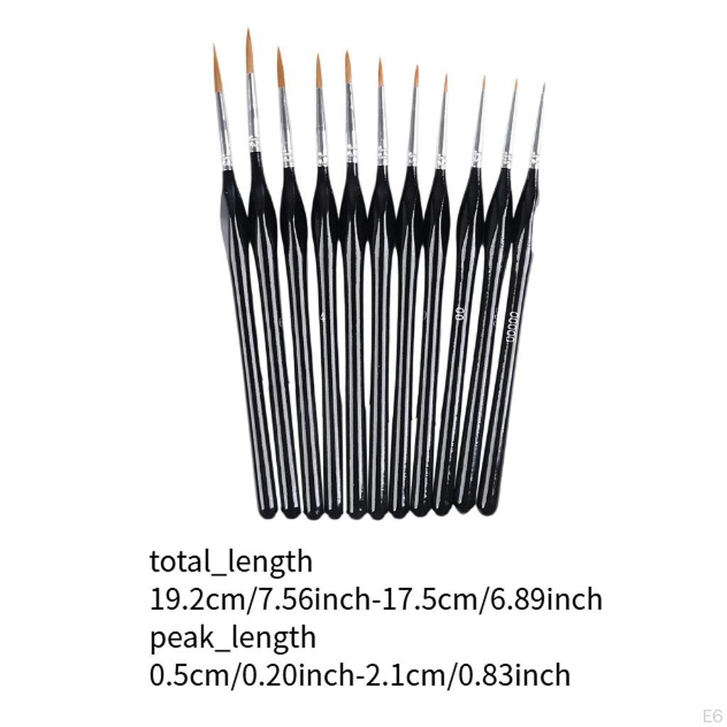 11 Pieces Miniature Paint Brushes Art Liner Portable Supplies Convenient Detail