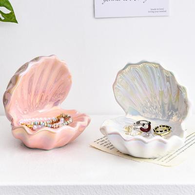 Керамическая шкатулка для хранения ювелирных изделий в форме ракушки, поднос для ожерелья, мини-органайзер для ювелирных изделий для вечеринки, Дня святого Валентина, домашнего декора