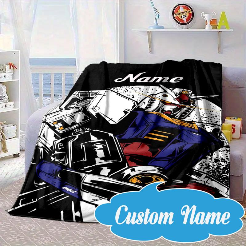Custom Name Robotic Warrior Adventure Blanket bed sofa Blanket Flannel Blanket for Camping, Hiking, Picnic Essentials,gift for Fan family