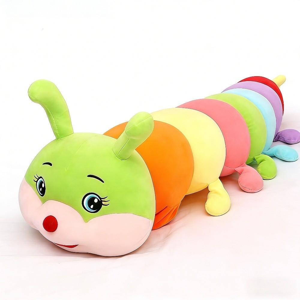 60cm Plush Caterpillar Toy Soft Cartoon Pillow Toy Colorful Stuffed Insect Doll Bedroom Use