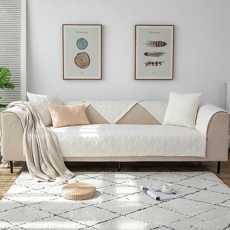 Универсальная нескользящая зимняя плюшевая утолщенная однотонная подушка для дивана на четыре сезона, простой скандинавский простой чехол для дивана, чехол