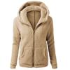 Women's Autumn Long Sleeve Hooded Padded Casual Warm Sweatshirt Solid Color Large Size Round Neck Jacket