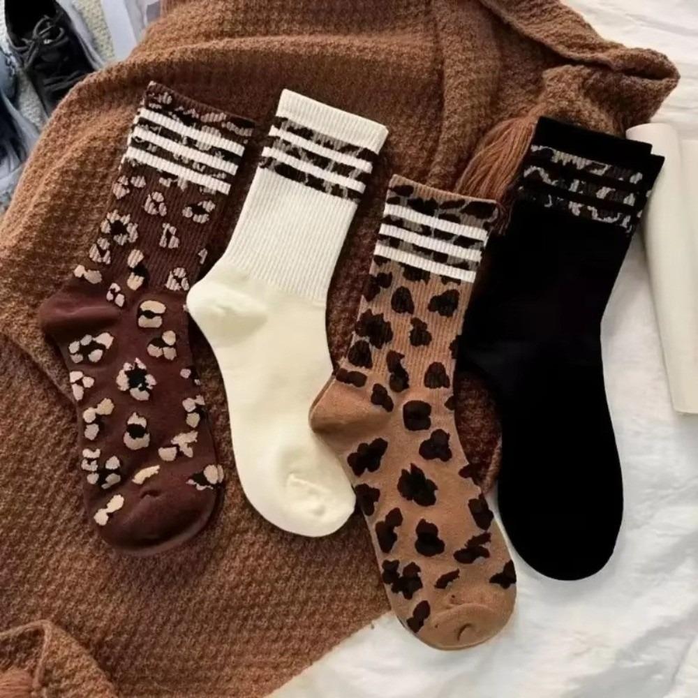 Soft Fabric Crew Socks Striped Pattern Mid-Calf Socks Fashion Casual Socks Daily Wear