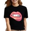 Maycaur Sexy Lips принт женская футболка модная забавная одежда футболки женская летняя футболка с коротким рукавом и круглым вырезом для девочек женская ткань