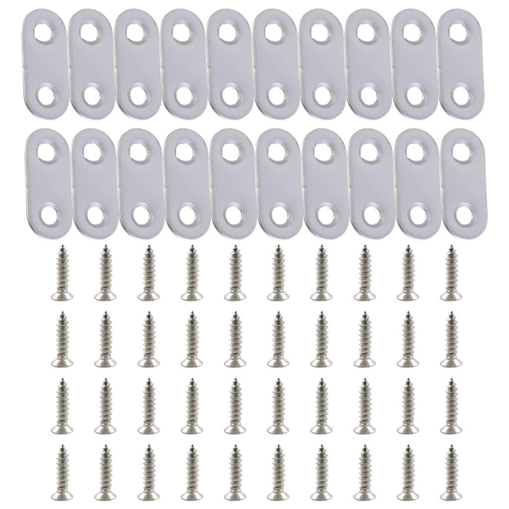 20Pieces Multipurpose Straight Brace Brackets Sturdy Stainless Steel Materials Connectors for Reinforcing Furniture