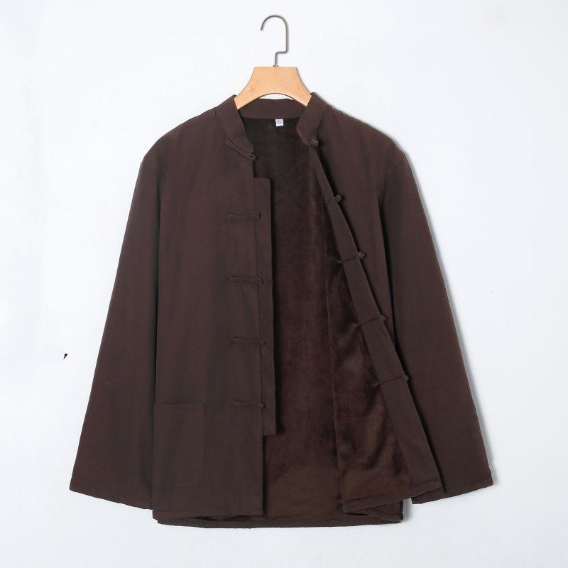 Мужской зимний костюм в этническом стиле, китайская винтажная куртка в стиле хань, теплая куртка