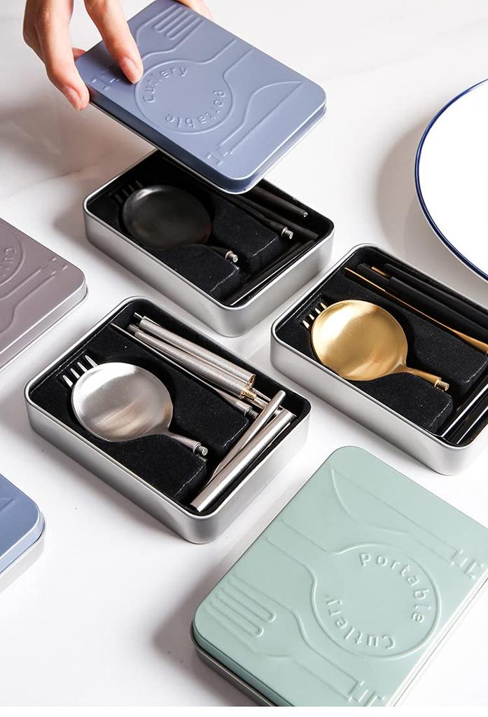 Andoo набор столовых приборов для кемпинга набор столовых приборов для улицы палочки для еды ложка вилка набор с футляром для хранения набор ланч-бокс палочки для еды набор столовых приборов портативный