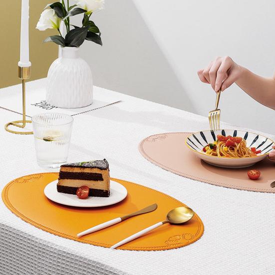 Овальная подставка под тарелку, теплоизоляционная подкладка для обеденного стола, подставка из искусственной кожи, водонепроницаемая, защищает столешницу от царапин и пролитых жидкостей, для домашнего декора стола