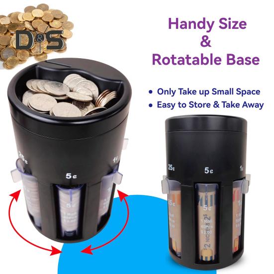 Автоматическая сортировочная машина для монет с 5 трубками, цифровой счетчик монет, упаковщик, портативный органайзер для монет, счетчик сдачи для домашнего бизнеса