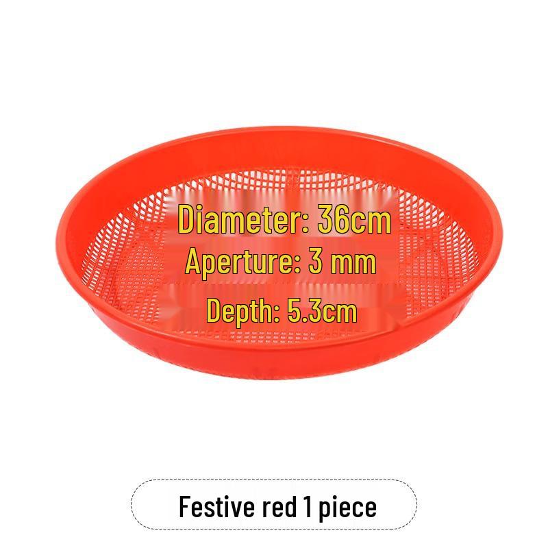 Round Plastic Sieve Basket: Household & Commercial Use for Sifting, Drying Rice, Vegetables - Fine Mesh, Imitation Bamboo Weave