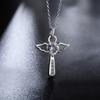 Fine 925 Sterling Silver Angel Noble Crystal Cross Pendants Necklace For Women Luxury Party Wedding Jewelry Christmas Gifts