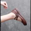 2025 Spring and Autumn New Mother Leather Shoes Women's Soft Leather Soft Sole Muffin Sole Single Shoes Women's Shoes Round Head Buckle Casual