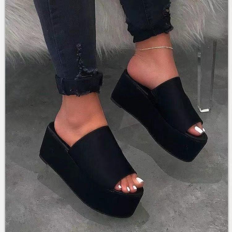 Летние женские брендовые шлепанцы на толстой подошве на толстом каблуке, повседневные модные тапочки, модные сандалии на платформе 35–43
