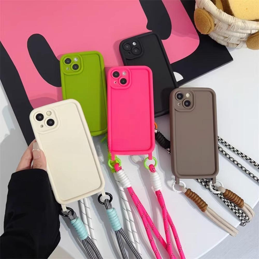 Противоударный чехол для телефона для iPhone 16 14 13 15 12 11 Pro Max X XR XS 7 8 Plus SE 2020 2022 с ремешком-шнурком через плечо, мягкая крышка