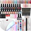 PHOENIXY Gel Nail Polish Varnish Kit with 36W Nail Dryer Lamp Poly Extension Gel Nail Art Manicure Tools Soak-off UV LED Gel Set