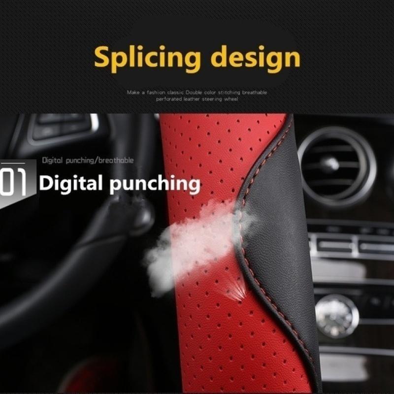 38 см/15 дюймов дышащий чехол на руль из искусственной кожи, аксессуары для рулевого колеса, чехол на руль автомобиля