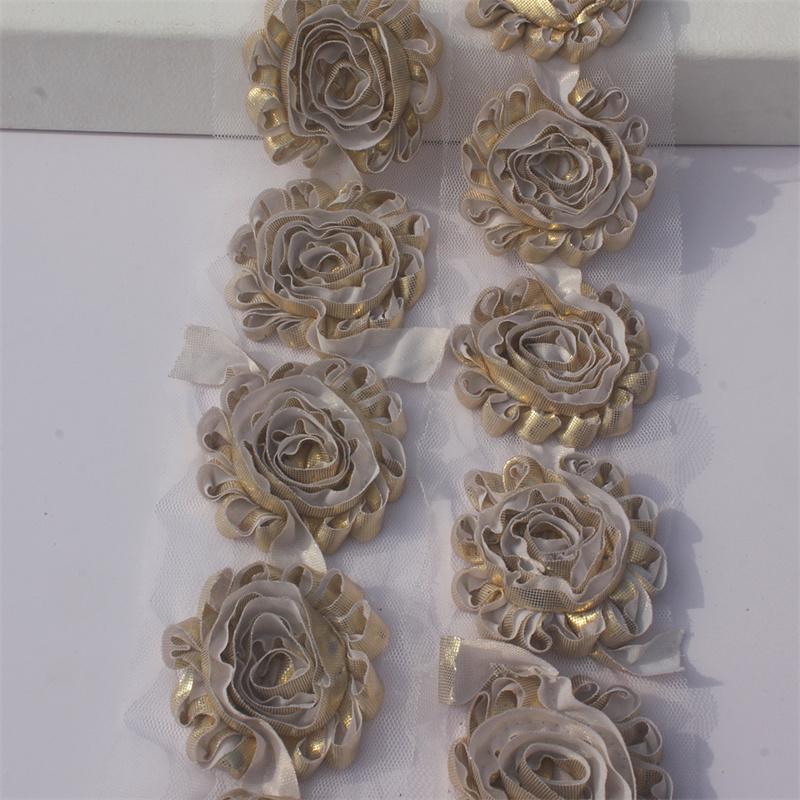 1y 2.5 дюймов блестящие цветы из ткани для принцессы девочек повязки на голову аксессуары для волос детские рубашки туфли своими руками поделки цветы