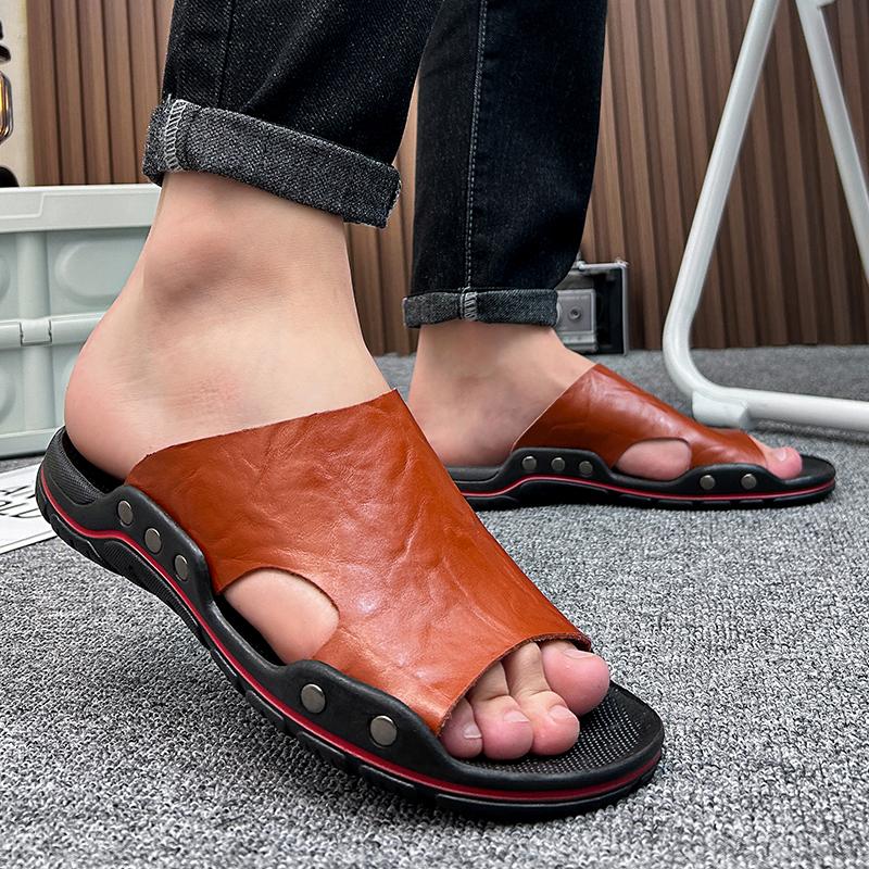 Summer Men's Sandals and Slippers 2024 Fashionable Casual Beach Shoes, Anti Slip and Wear-resistant Outdoor Sports Sandals